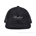 Black corduroy voorgesneden honkbalpet